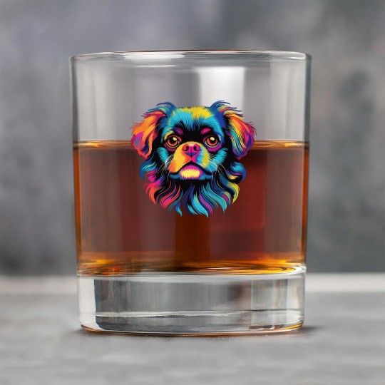 Watercolor Colorful Tibetan Spaniel Rock Glasses