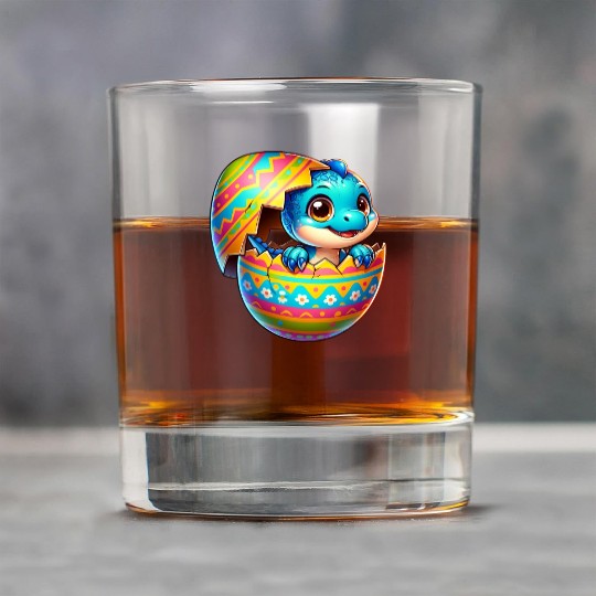 Easter Egg Dino T-Rex Hatching Colorful Cartoon Rock Glasses