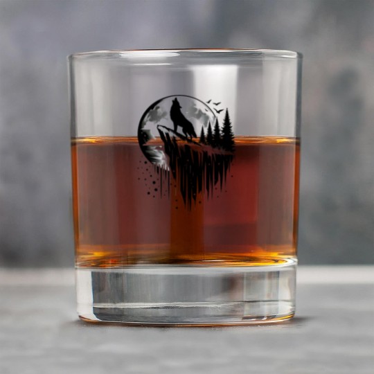 Howling wolf silhouette Rock Glasses