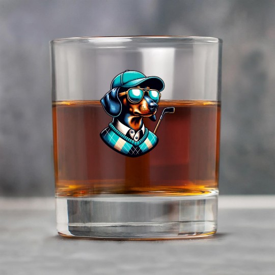 Dachshund Golfer Dog Owner Golfing Wiener Design Rock Glasses