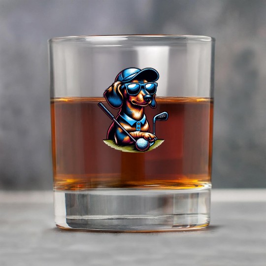 Dachshund Golfer Golf Course Dog Owner Rock Glasses