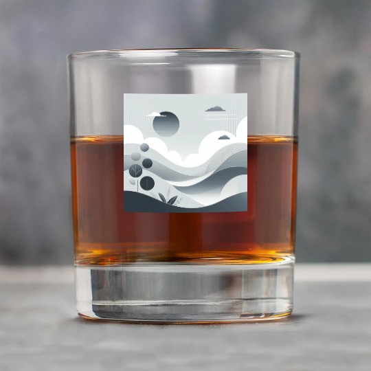 "Tranquil Monochrome Horizon" Rock Glasses