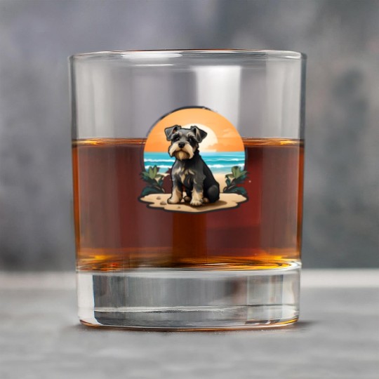 A miniature schnauzer dog in the beach Rock Glasses
