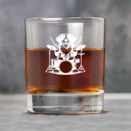Cool Bernese Mountain Dog Drummer Design Rock Glasses
