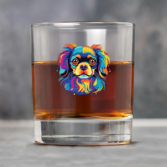Watercolor Colorful Tibetan Spaniel Rock Glasses