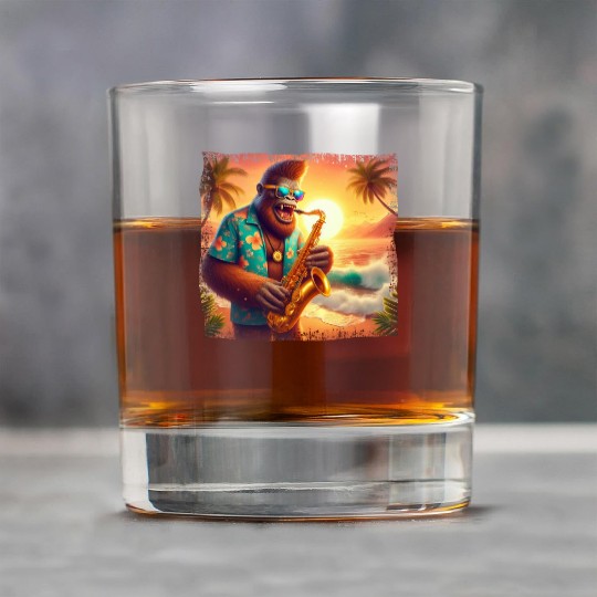 Bigfoot Saxophone Vacation Sunset Rock Glasses