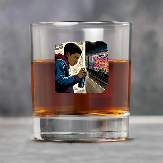 AI Teen in Underground Subway Layup -Masked Border Rock Glasses