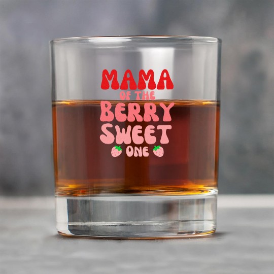 Mama Of The Berry Sweet One Strawberry birthday Rock Glasses