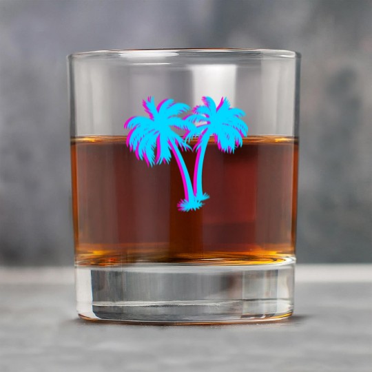 Tropical and Aesthetic Beach Vaporwave Palm Tree Rock Glasses