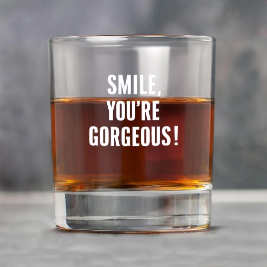 Smile You're Gorgeous Positive Affirmation Rock Glasses