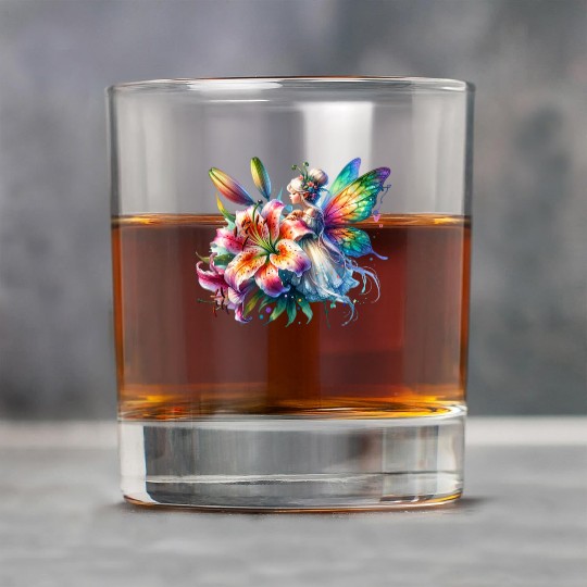 Tiger Lily Fairy Floral Fantasy Watercolor Rock Glasses