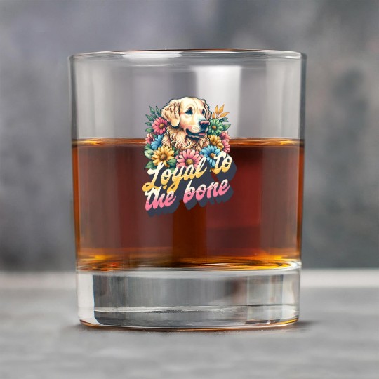 Loyal to the bone -floral golden retriever design Rock Glasses