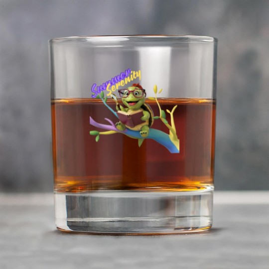 Cute Little Green Sea Turtle on Ocean Rock Glasses