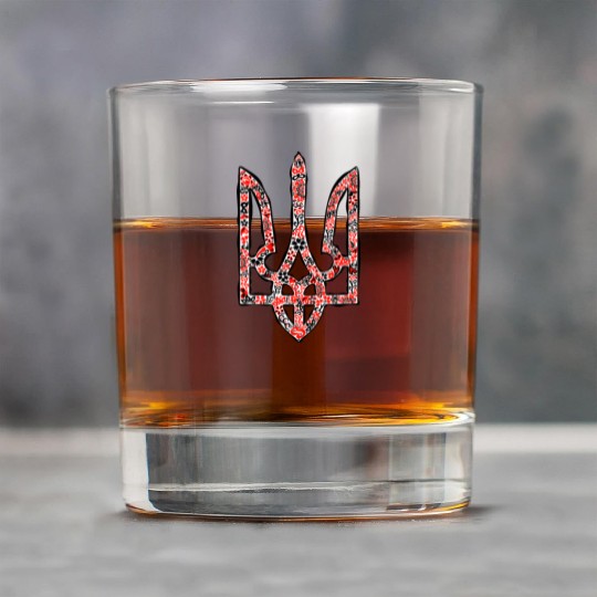 Ukraine trident Tryzub in red and black colors Rock Glasses