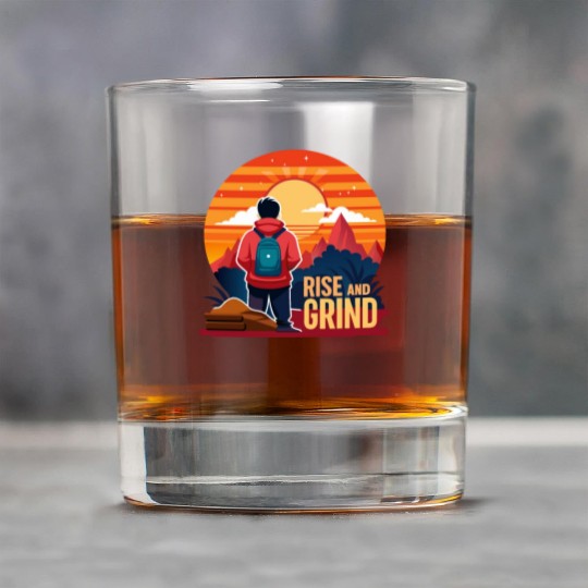 Rise and Grind - Sunrise Hustle Motivation Rock Glasses