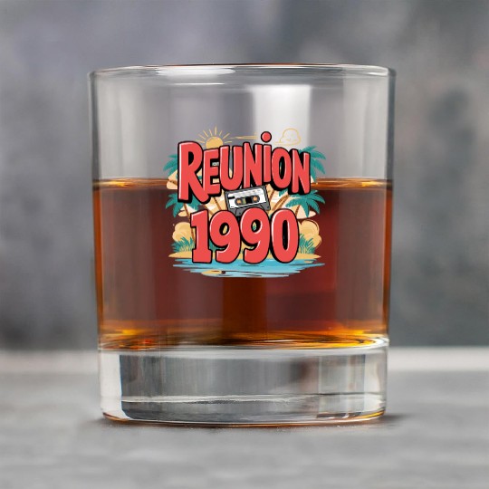 Retro Reunion 1990 Cassette Tape Sunset Beach Rock Glasses