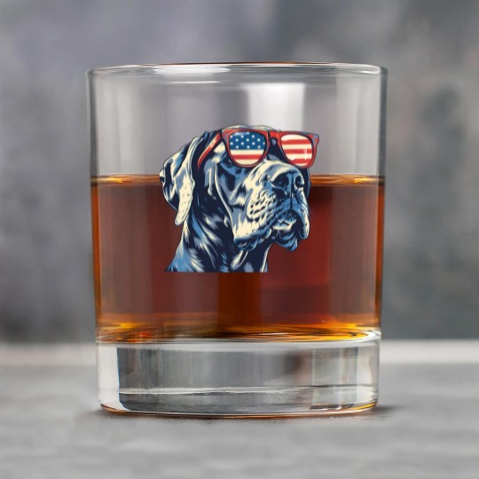 American independence day. Great Dane dog Rock Glasses
