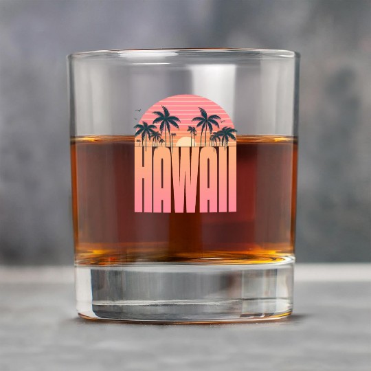 Tropical Sunset Serenity: the Aloha Spirit, Hawaii Rock Glasses