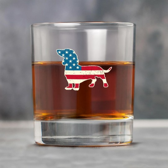 Dachshund Funny 4th of July US Flag Dog Lovers Rock Glasses