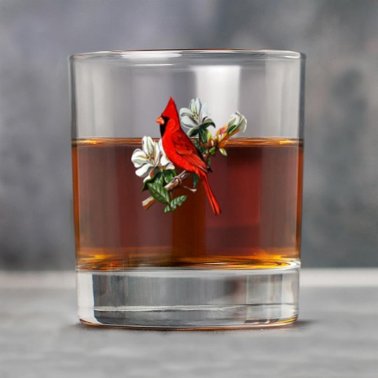 Northern Red Cardinal On A Branch Rock Glasses