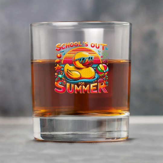 Schools Out For Summer Teacher Yellow Duck Rock Glasses