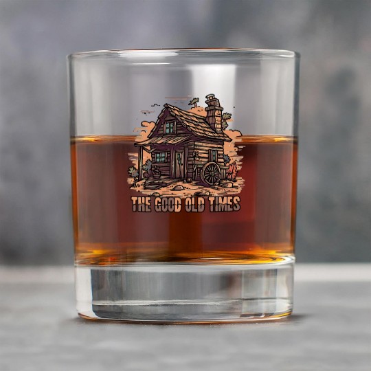 The Good Old Times: Wooden Shack Nostalgia Rock Glasses