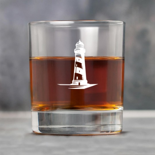 Old Lonely Striped Coastal Lighthouse Rock Glasses