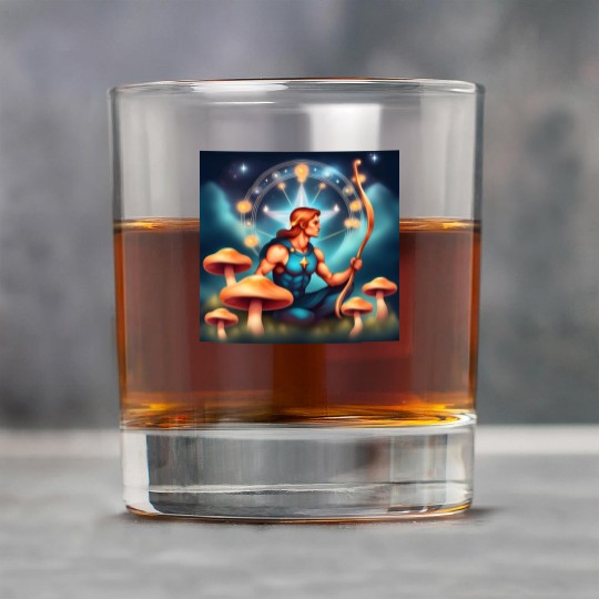 Sagittarius zodiac sign with mushrooms Rock Glasses
