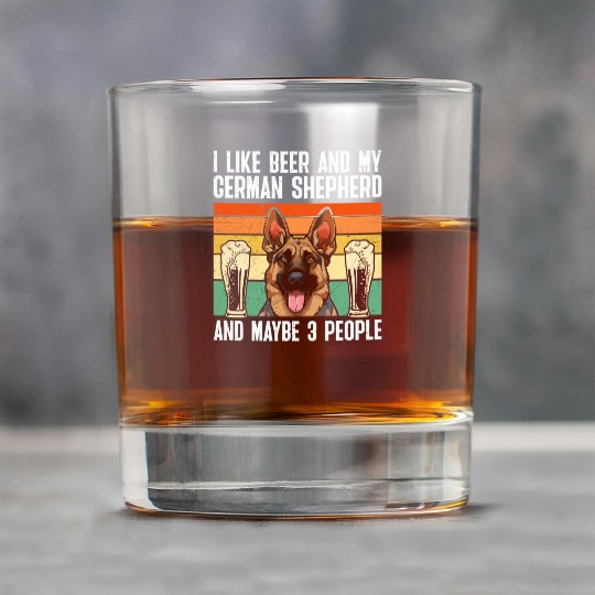 German Shepherd Like Beer and Shepherd Funny Rock Glasses