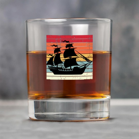 Pirate ship sunset Rock Glasses