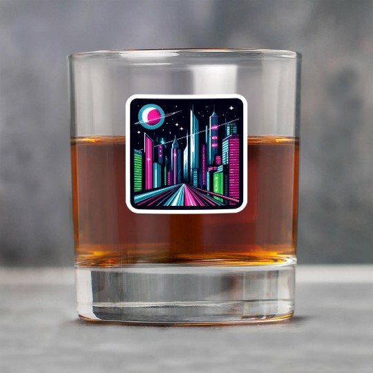 Futuristic cityscape Retro Synthwave Cyberpunk Rock Glasses