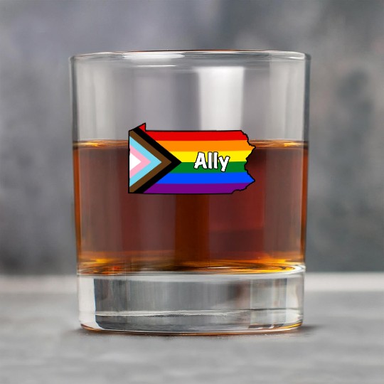Pennsylvania Pride Ally Progress Flag Rock Glasses