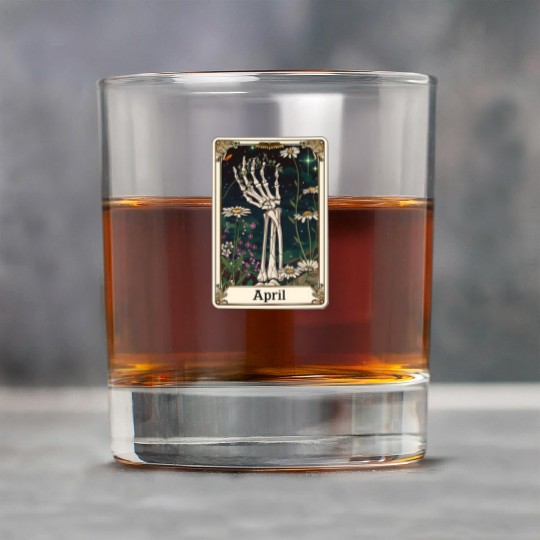 April Gothic Tarot Card - Daisy Flower & Skeleton' Rock Glasses