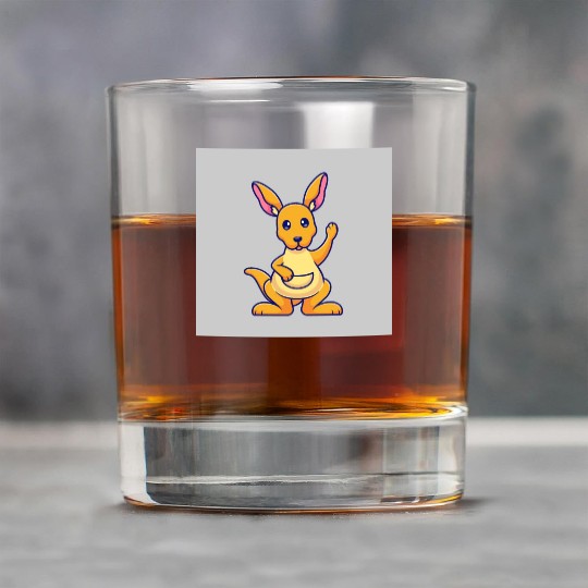 Cute Kangaroo Waving Hand: Cartoon Vector Icon Ill Rock Glasses