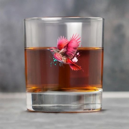 Red Wattle Bird in Flight Rock Glasses