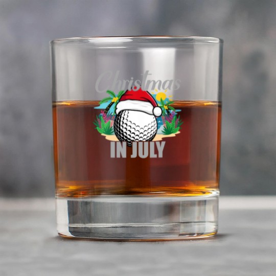 Christmas in July Golf Santa Hat Funny Summer Rock Glasses