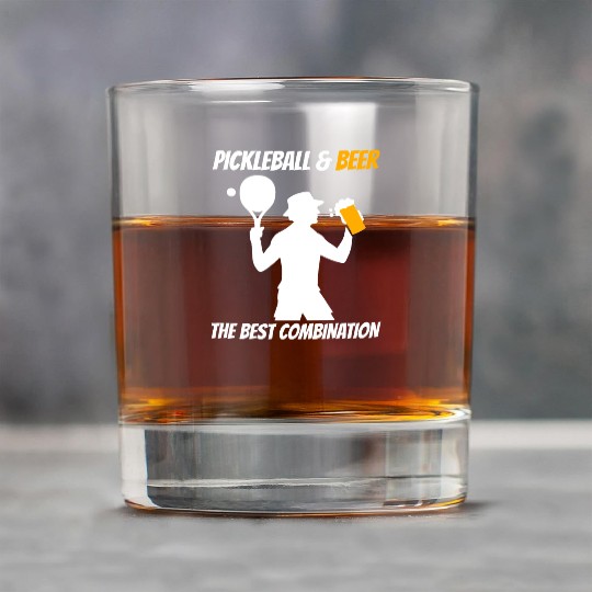 Pickleball & Beer The Best Combination Fun Graphic Rock Glasses