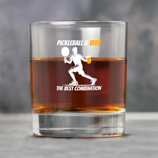 Pickleball & Beer The Best Combination drink sport Rock Glasses