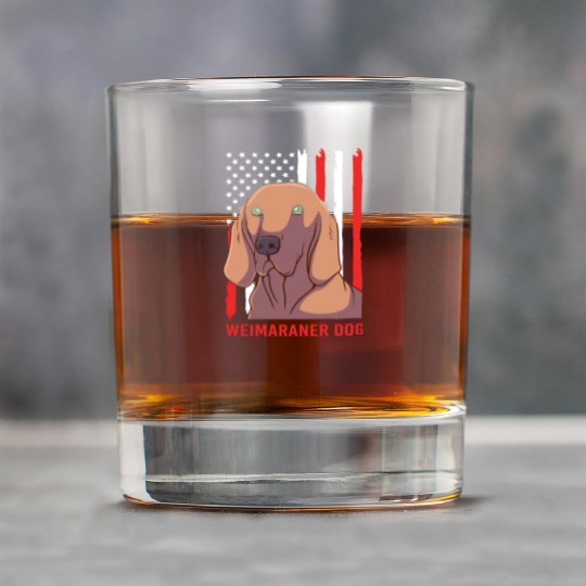US Flag 4th Of July Patriotic Dog Weimaraner Lover Rock Glasses