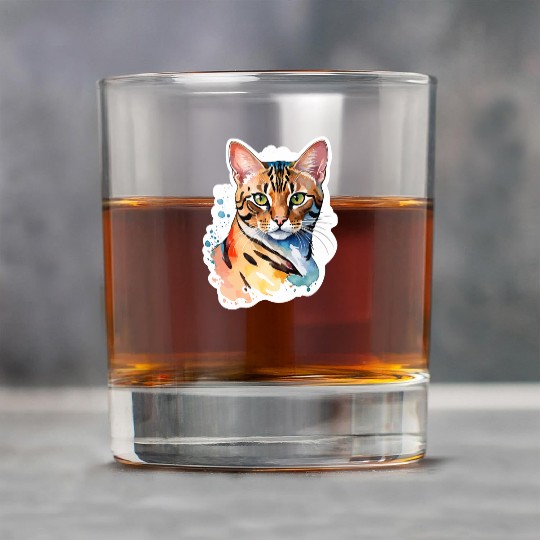 Leopard Cat Watercolor Rock Glasses