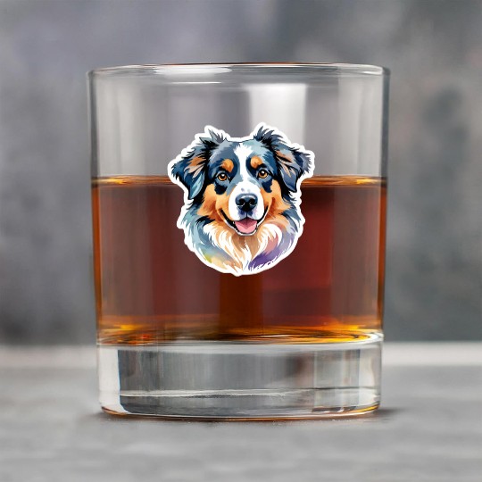 Australian Shepherd Watercolor Rock Glasses