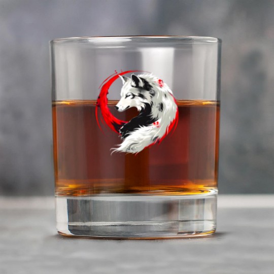 Lunar Red White Wolf Rock Glasses