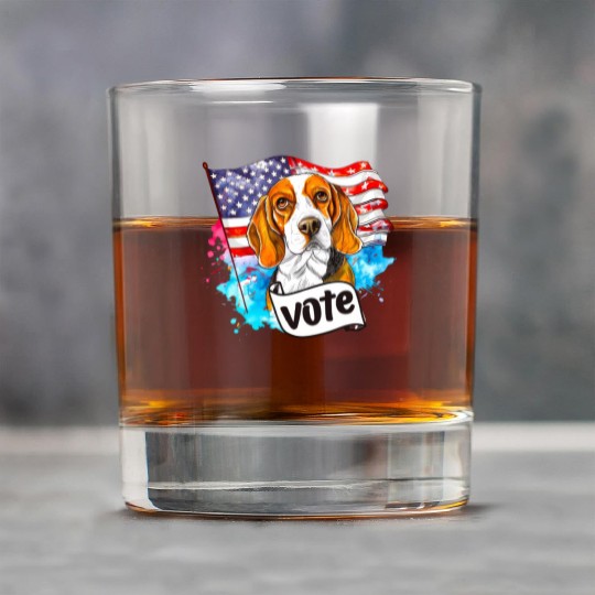 Beagle Dog Vote US Flag Election 2024 Rock Glasses