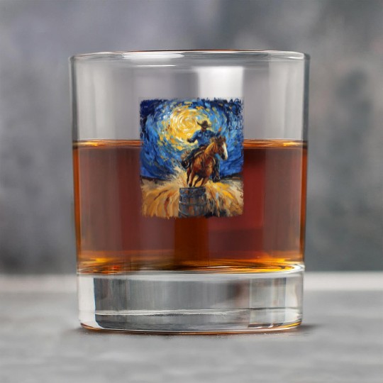 Barrel Racer Barrel Racing Rodeo Starry Night Pain Rock Glasses