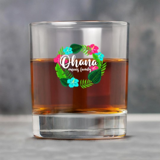 Ohana Means Family Hawaii Hibiscus Hawaiian Flower Rock Glasses