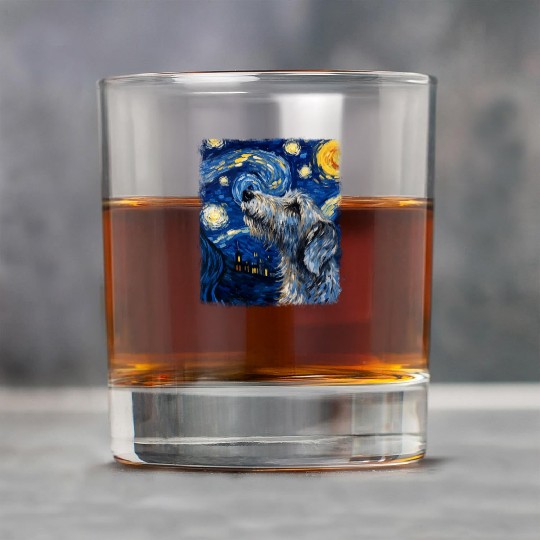 Irish Wolfhound Dog Starry Night Painting Rock Glasses