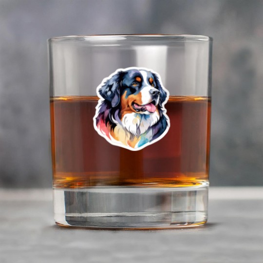 Bernese Mountain Dog Watercolor Rock Glasses