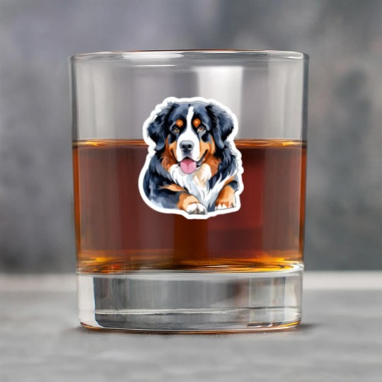 Bernese Mountain Dog Watercolor Rock Glasses