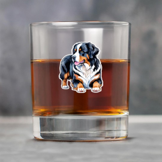 Bernese Mountain Dog Watercolor Rock Glasses