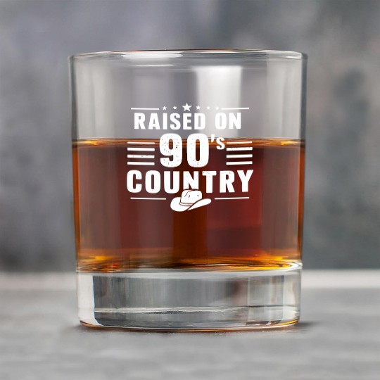 Raised On 90's Country Music Nostalgia Rock Glasses